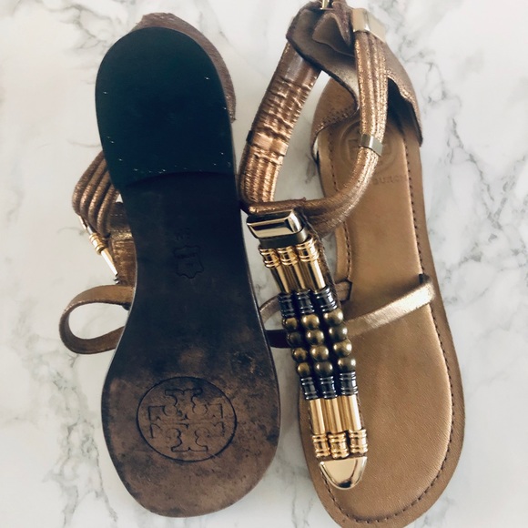 Tory Burch Gold Gladiator Sandals - Picture 2 of 4